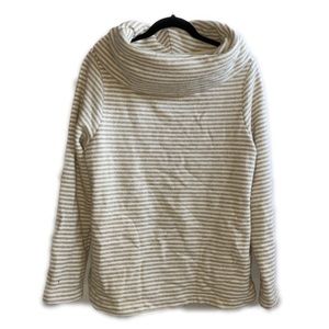 Tommy Hilfiger Large Cowl Neck Sweater Thick Soft Striped Zip Pockets